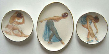 Dollhouse Miniature 3 Ballerina Platter & Plates